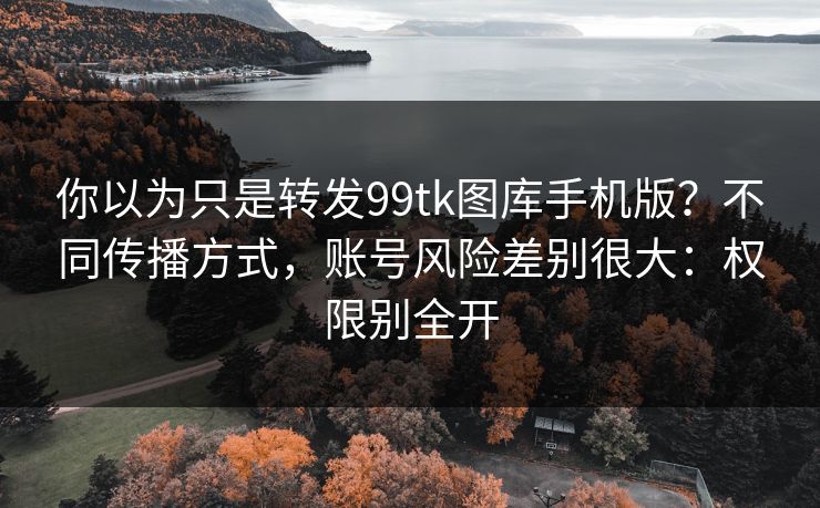 你以为只是转发99tk图库手机版？不同传播方式，账号风险差别很大：权限别全开