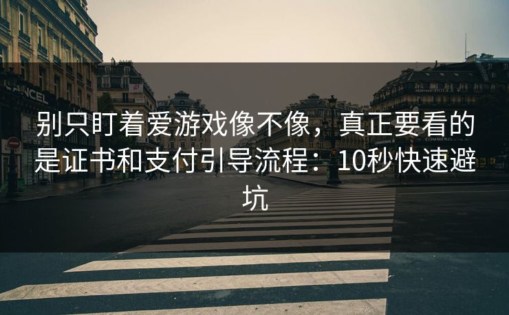 别只盯着爱游戏像不像，真正要看的是证书和支付引导流程：10秒快速避坑