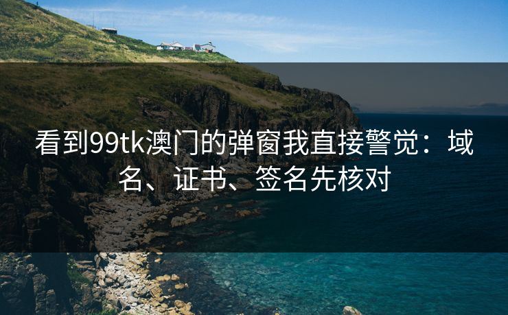 看到99tk澳门的弹窗我直接警觉：域名、证书、签名先核对