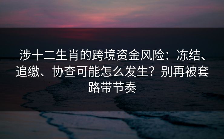详细阅读:涉十二生肖的跨境资金风险:冻结、追缴、协查可能怎么发生?别再被套路带节奏 涉十二生肖的跨境资金风险:冻结、追缴、协查可能怎么发生?别再被套路带节奏
